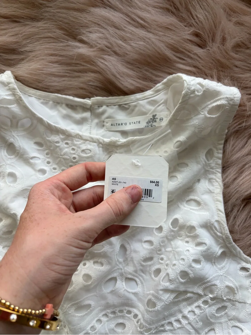 Altar'd State White Eyelet Lace Crop Top with Side Ties